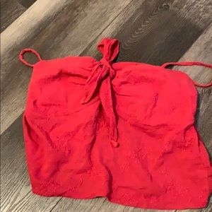 Red linen crop top